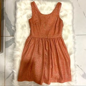 Hailey Logan by Adrianna Papell Shimmer Rose Gold cut out back dress Size medium